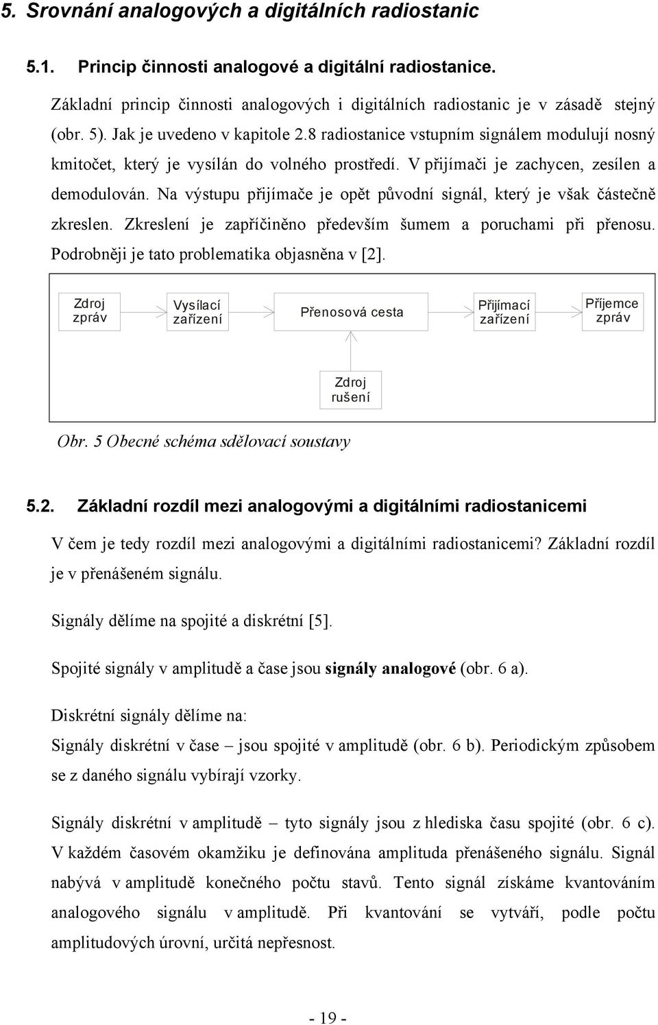 Na výstupu přijímače je opět původní signál, který je však částečně zkreslen. Zkreslení je zapříčiněno především šumem a poruchami při přenosu. Podrobněji je tato problematika objasněna v [2].