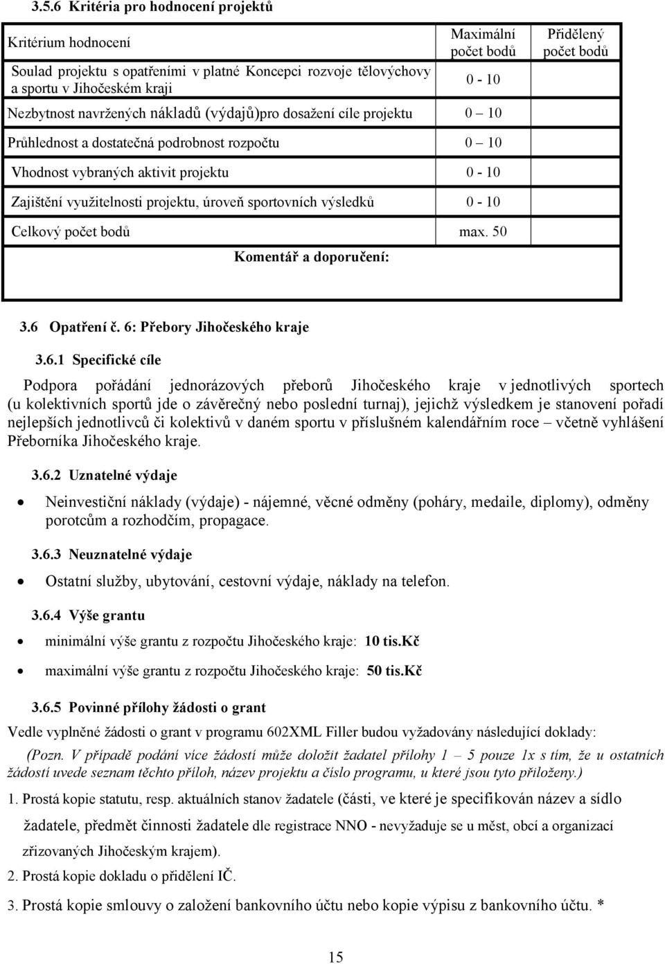 Celkový max. 50 Komentář a doporučení: 3.6 