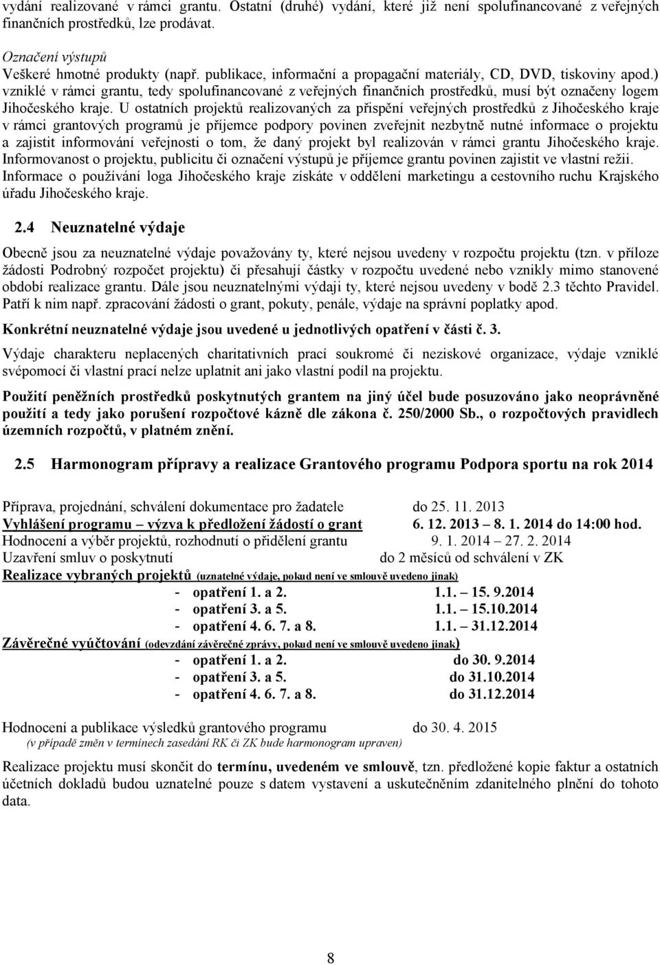 U ostatních projektů realizovaných za přispění veřejných prostředků z Jihočeského kraje v rámci grantových programů je příjemce podpory povinen zveřejnit nezbytně nutné informace o projektu a