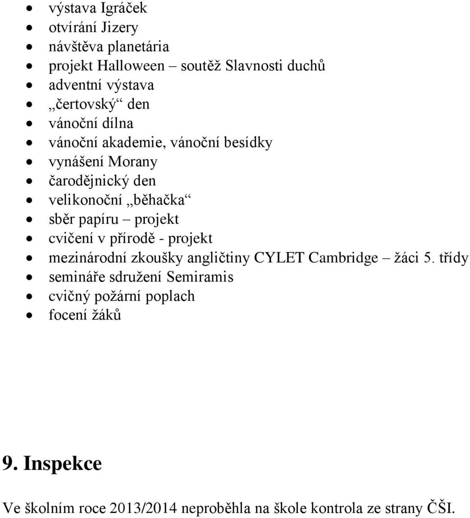 projekt cvičení v přírodě - projekt mezinárodní zkoušky angličtiny CYLET Cambridge žáci 5.