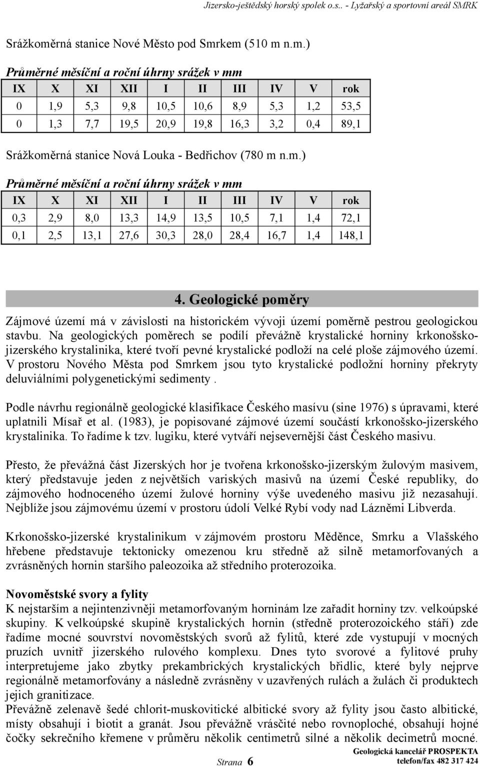 kem (510 m n.m.) Průměrné měsíční a roční úhrny srážek v mm IX X XI XII I II III IV V rok 0 1,9 5,3 9,8 10,5 10,6 8,9 5,3 1,2 53,5 0 1,3 7,7 19,5 20,9 19,8 16,3 3,2 0,4 89,1 rná stanice Nová Louka -