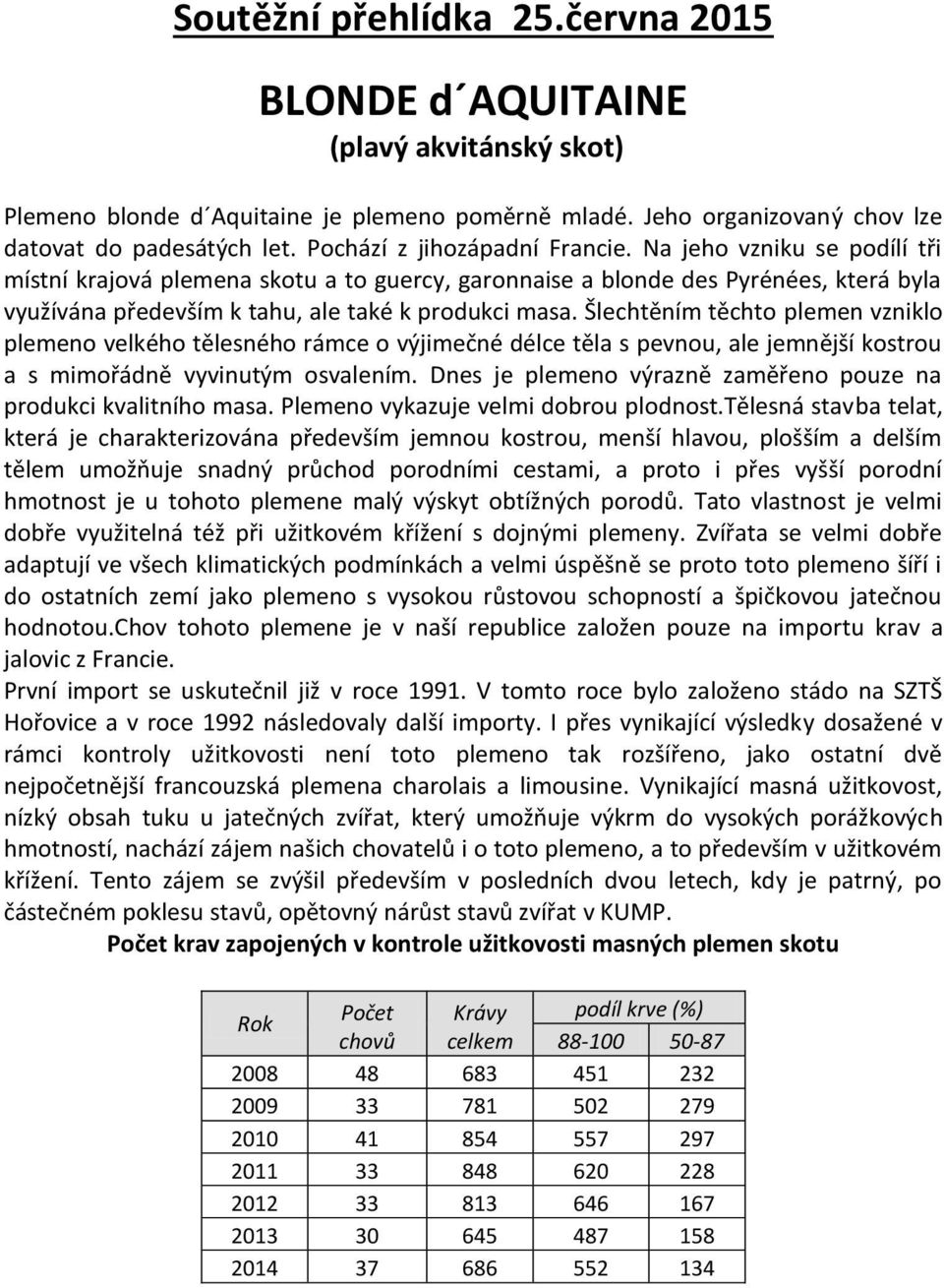 Šlechtěním těchto plemen vzniklo plemeno velkého tělesného rámce o výjimečné délce těla s pevnou, ale jemnější kostrou a s mimořádně vyvinutým osvalením.