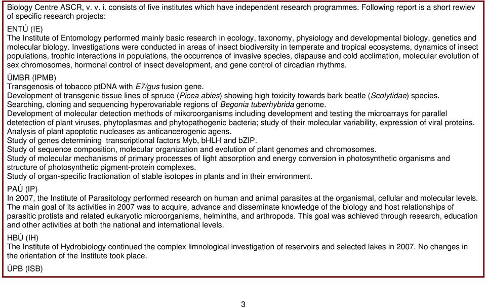 genetics and molecular biology.