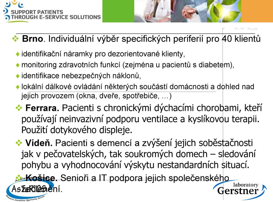 Pacienti s chronickými dýchacími chorobami, kteří používají neinvazivní podporu ventilace a kyslíkovou terapii. Použití dotykového displeje. Vídeň.