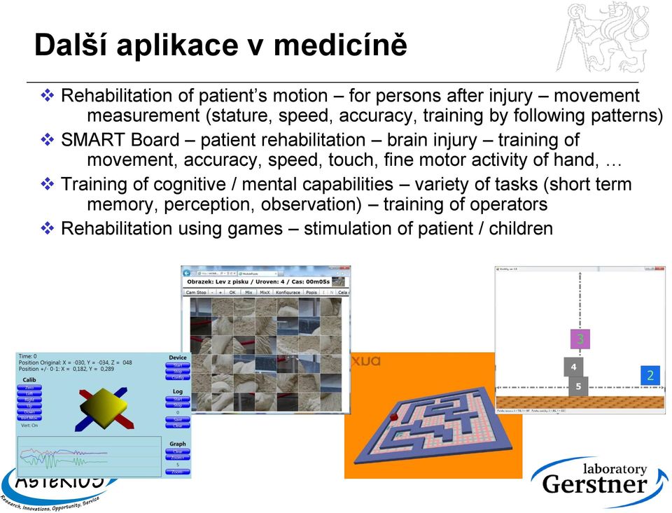 accuracy, speed, touch, fine motor activity of hand, Training of cognitive / mental capabilities variety of tasks