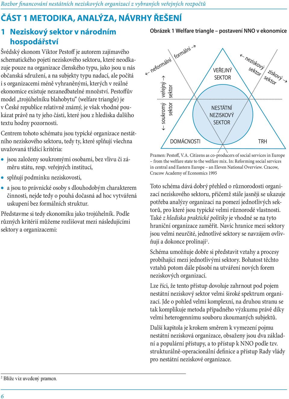 Pestoffův model trojúhelníku blahobytu (welfare triangle) je v České republice relativně známý, je však vhodné poukázat právě na ty jeho části, které jsou z hlediska dalšího textu hodny pozornosti.