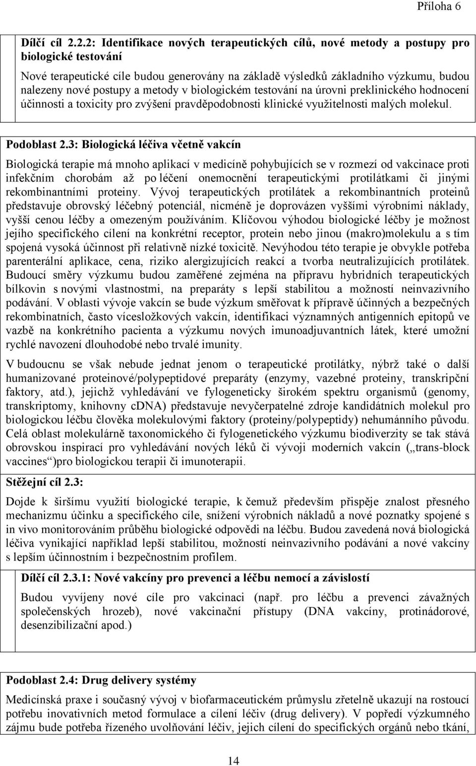 postupy a metody v biologickém testování na úrovni preklinického hodnocení účinnosti a toxicity pro zvýšení pravděpodobnosti klinické využitelnosti malých molekul. Podoblast 2.