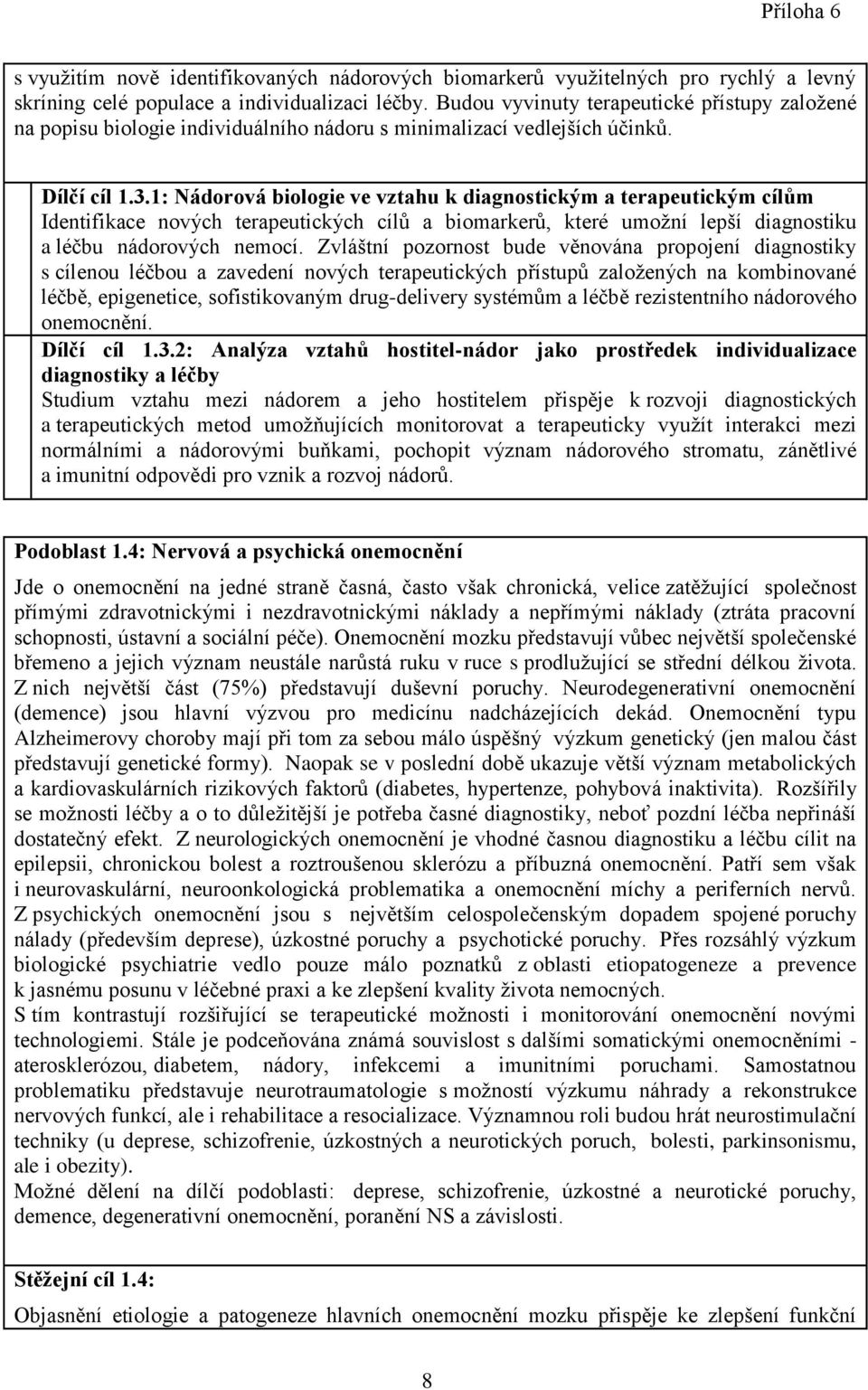 1: Nádorová biologie ve vztahu k diagnostickým a terapeutickým cílům Identifikace nových terapeutických cílů a biomarkerů, které umožní lepší diagnostiku a léčbu nádorových nemocí.