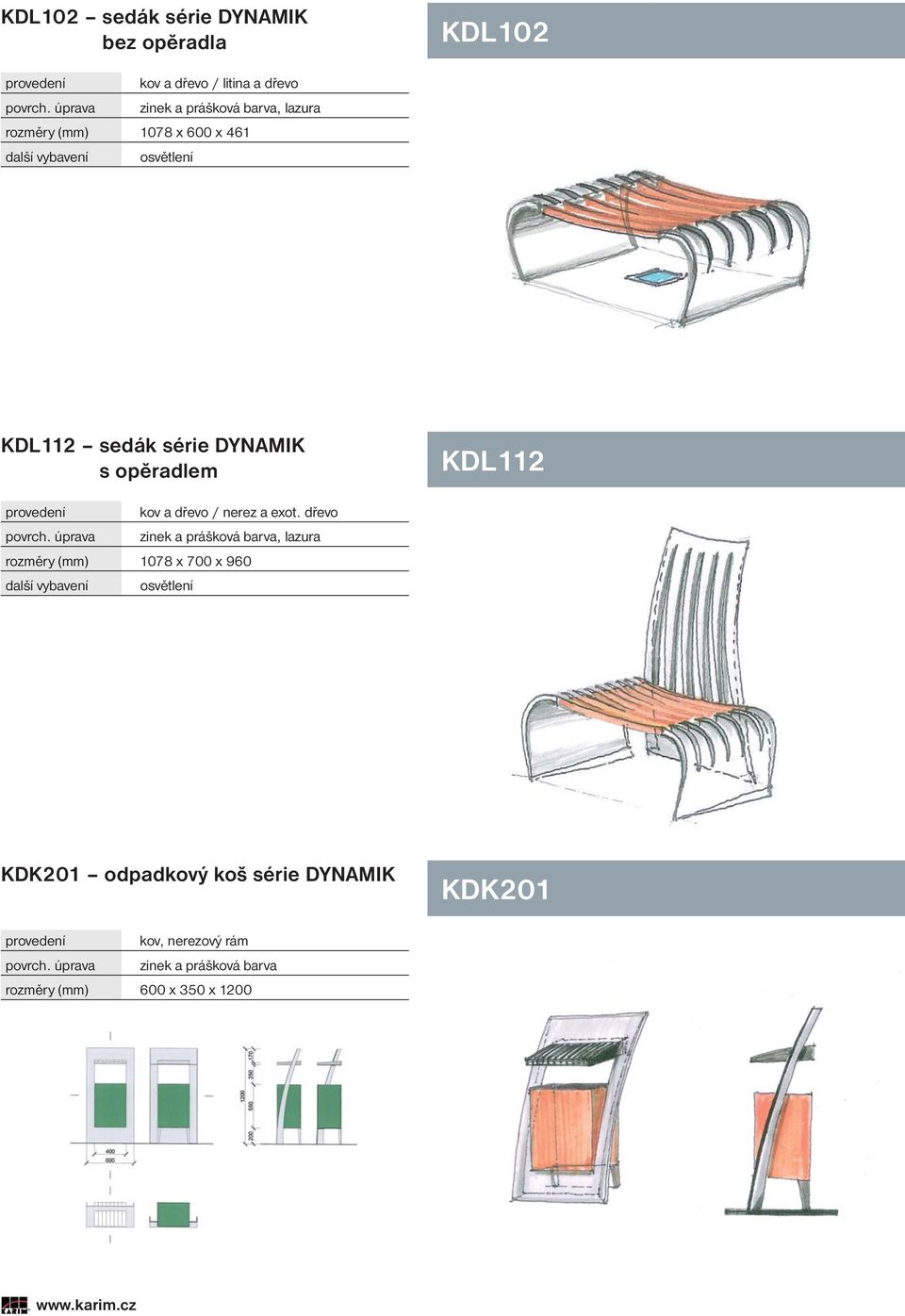 opěradlem KDL112 kov a dřevo / a exot.