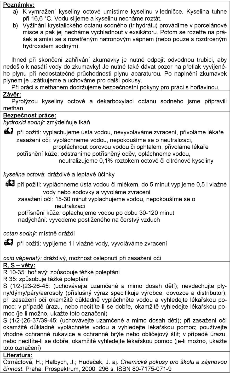 Potom se rozetře na prášek a smísí se s rozetřeným natronovým vápnem (nebo pouze s rozdrceným hydroxidem sodným).