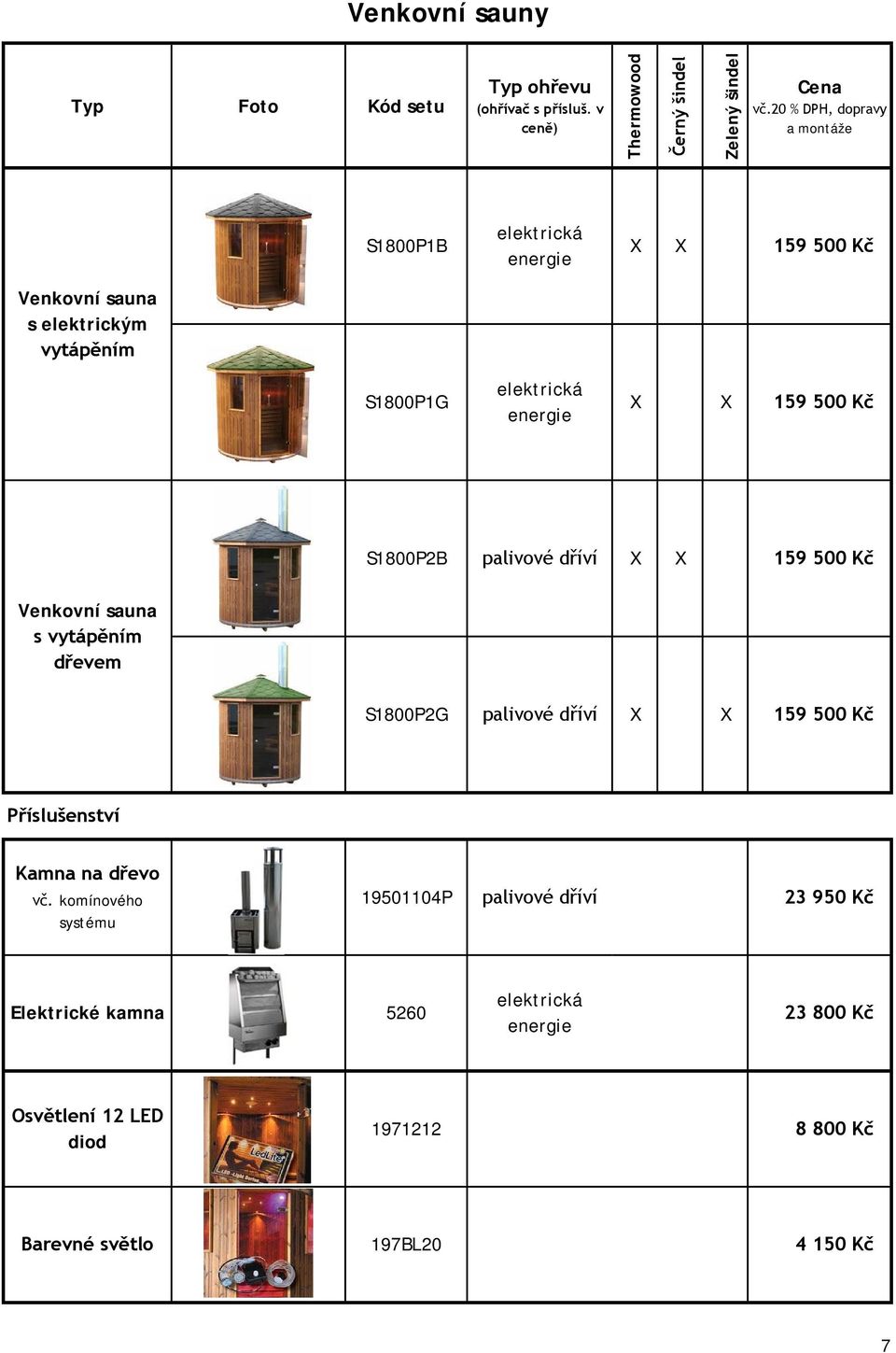 dříví 159 500 Kč Venkovní sauna s vytápěním dřevem S1800P2G palivové dříví 159 500 Kč Příslušenství Kamna na dřevo vč.