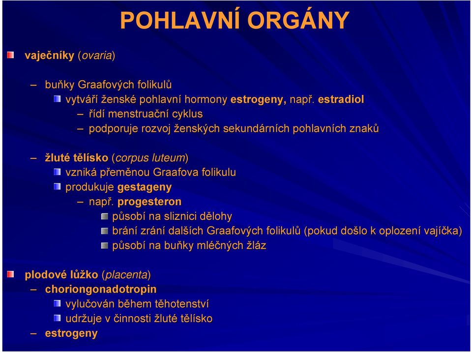 Graafova folikulu produkuje gestageny např.