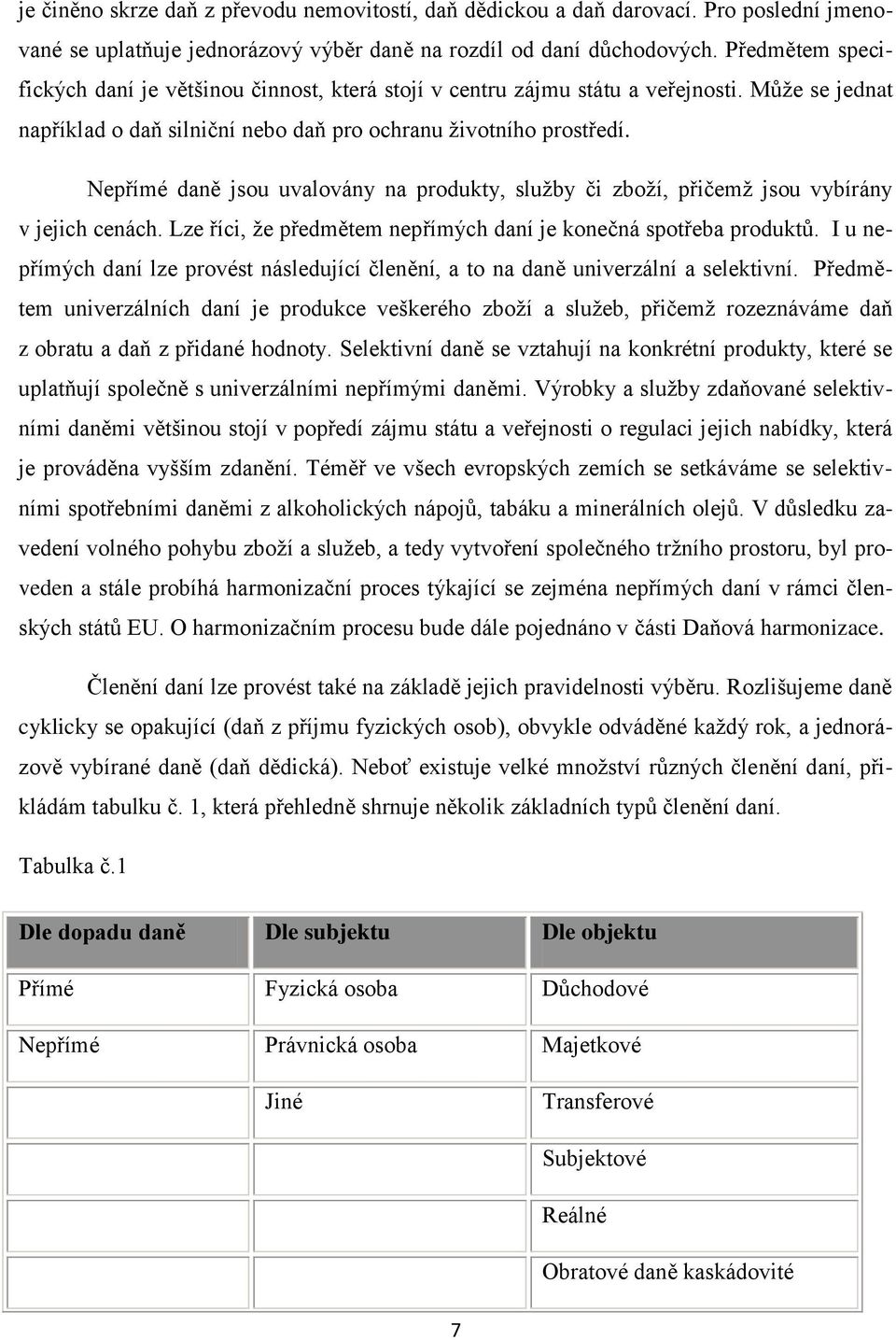 Nepřímé daně jsou uvalovány na produkty, sluţby či zboţí, přičemţ jsou vybírány v jejich cenách. Lze říci, ţe předmětem nepřímých daní je konečná spotřeba produktů.