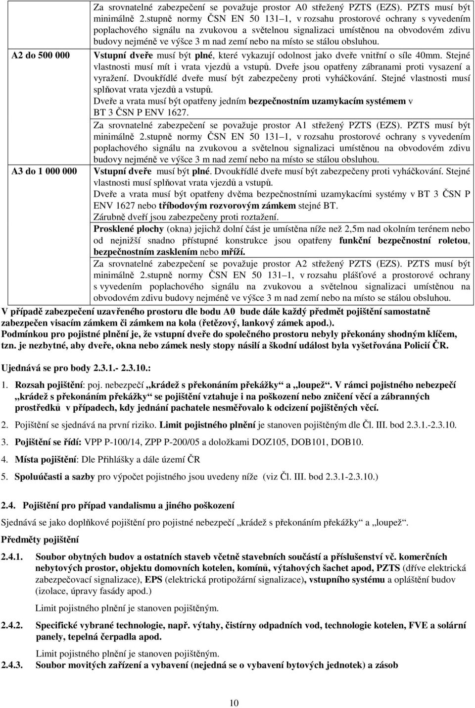 na místo se stálou obsluhou. A2 do 500 000 Vstupní dveře musí být plné, které vykazují odolnost jako dveře vnitřní o síle 40mm. Stejné vlastnosti musí mít i vrata vjezdů a vstupů.