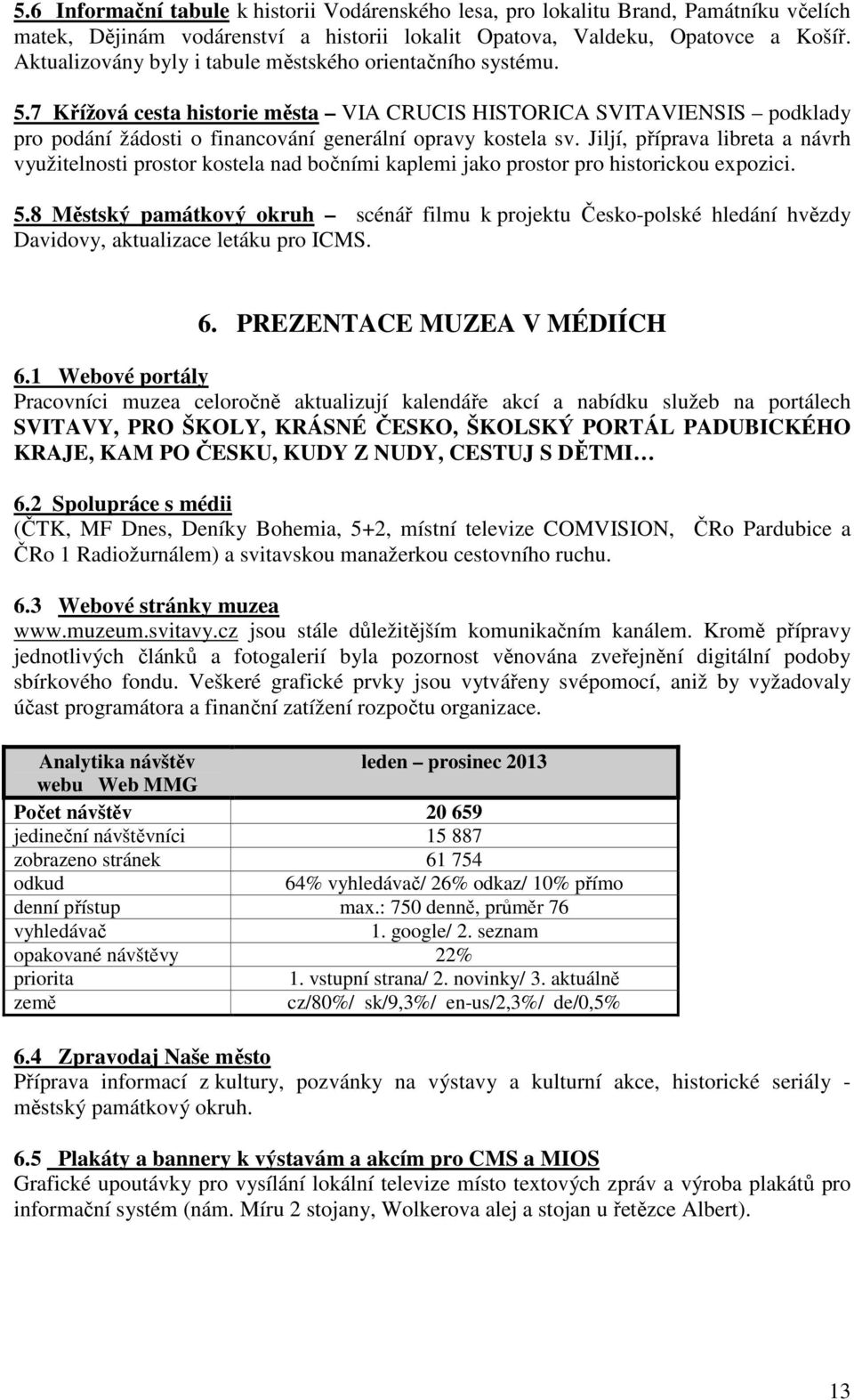 Jiljí, příprava libreta a návrh využitelnosti prostor kostela nad bočními kaplemi jako prostor pro historickou expozici. 5.