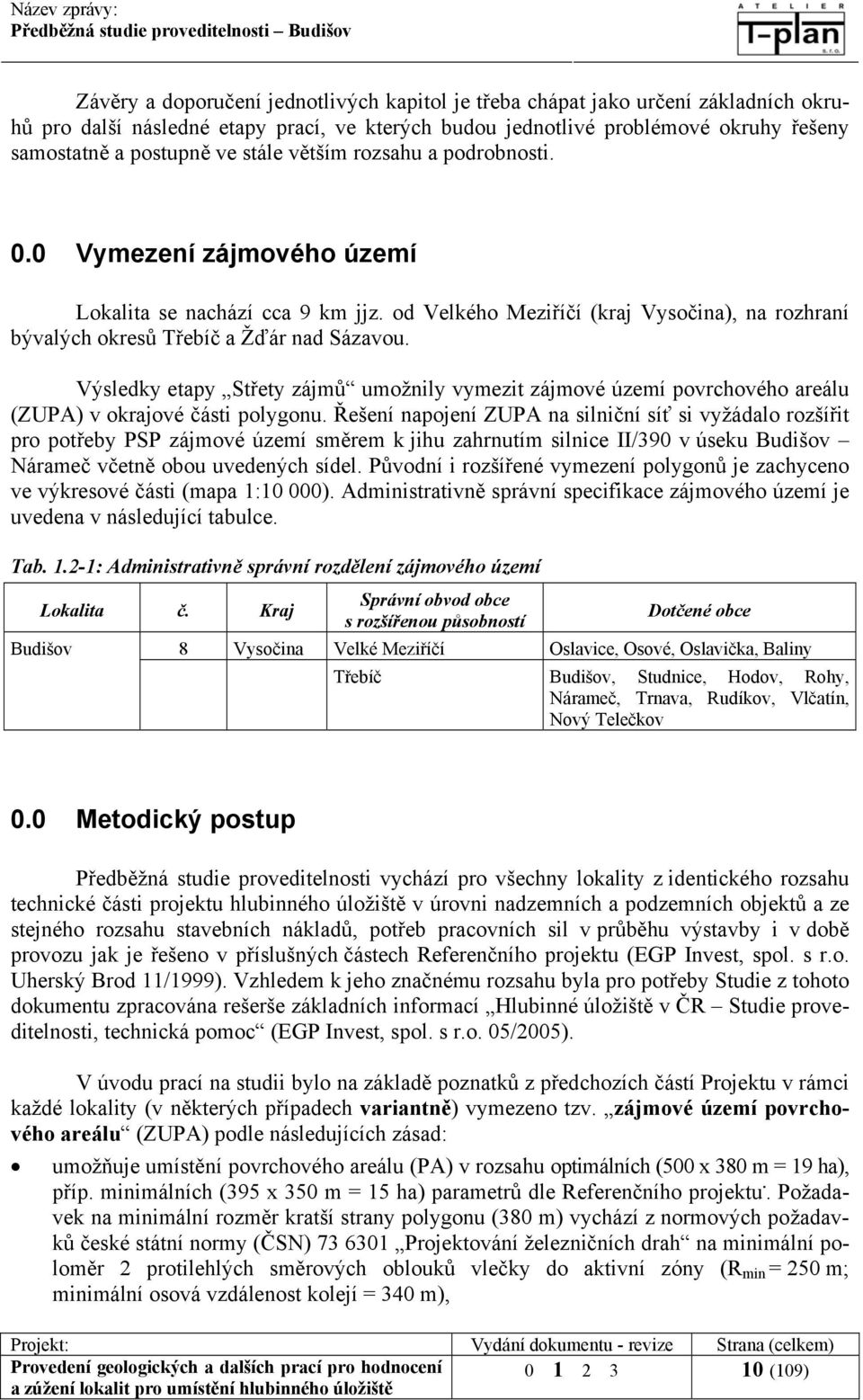 Výsledky etapy Střety zájmů umožnily vymezit zájmové území povrchového areálu (ZUPA) v okrajové části polygonu.