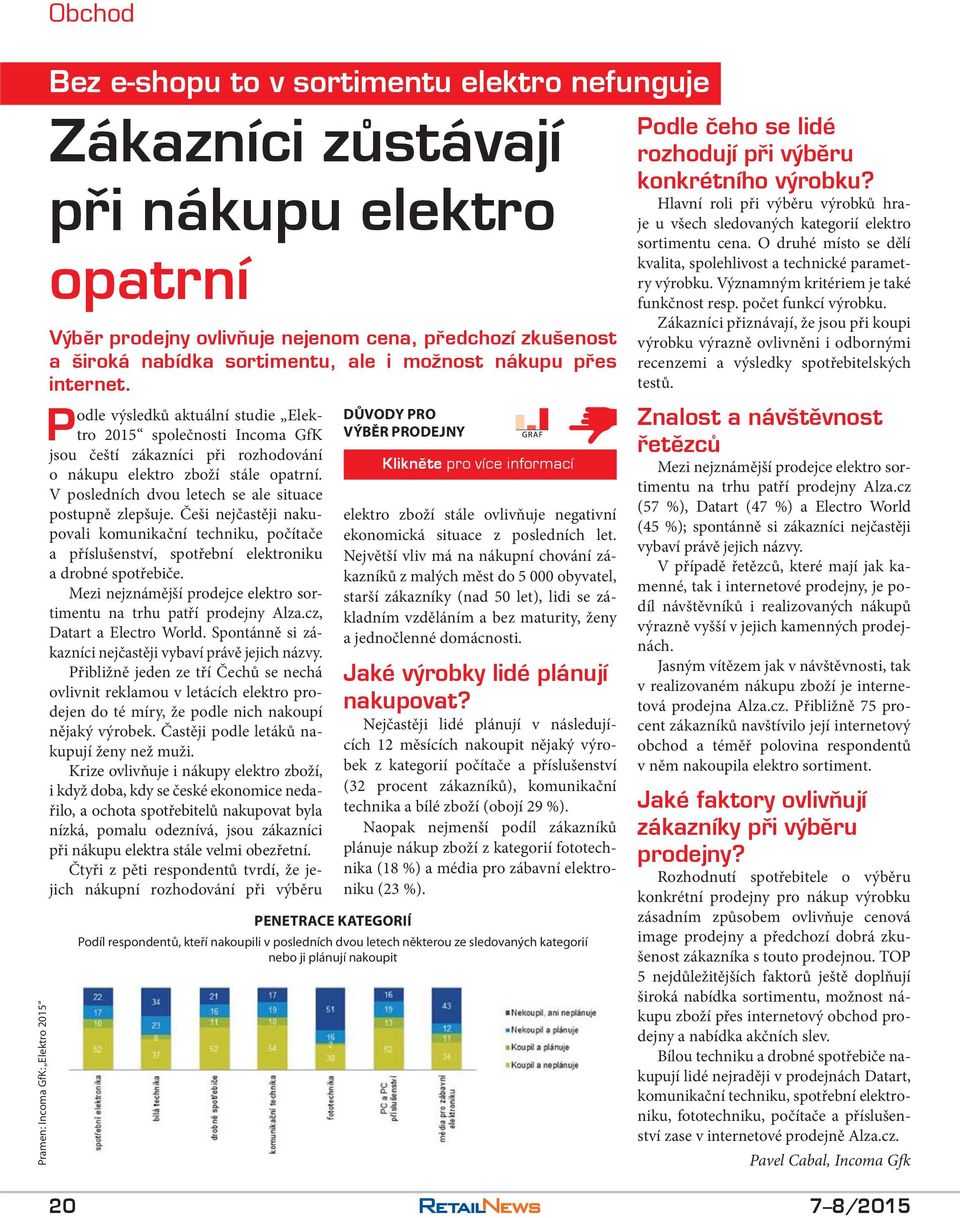 Podle výsledků aktuální studie Elektro 2015 společnosti Incoma GfK jsou čeští zákazníci při rozhodování o nákupu elektro zboží stále opatrní. V posledních dvou letech se ale situace postupně zlepšuje.