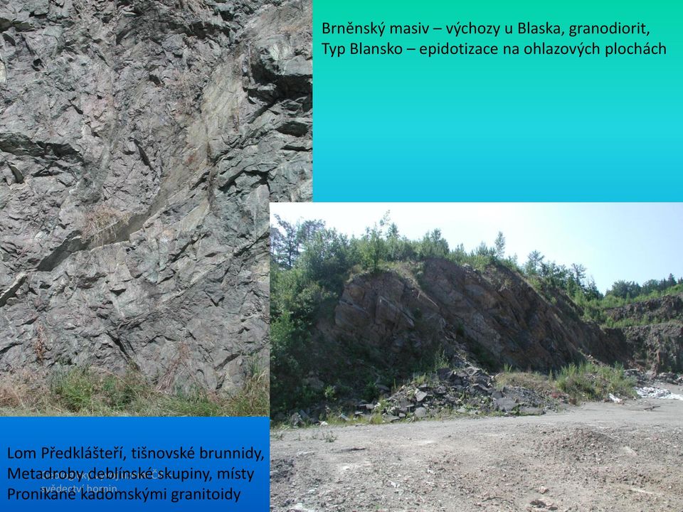 Předklášteří, tišnovské brunnidy, Metadroby Geologický