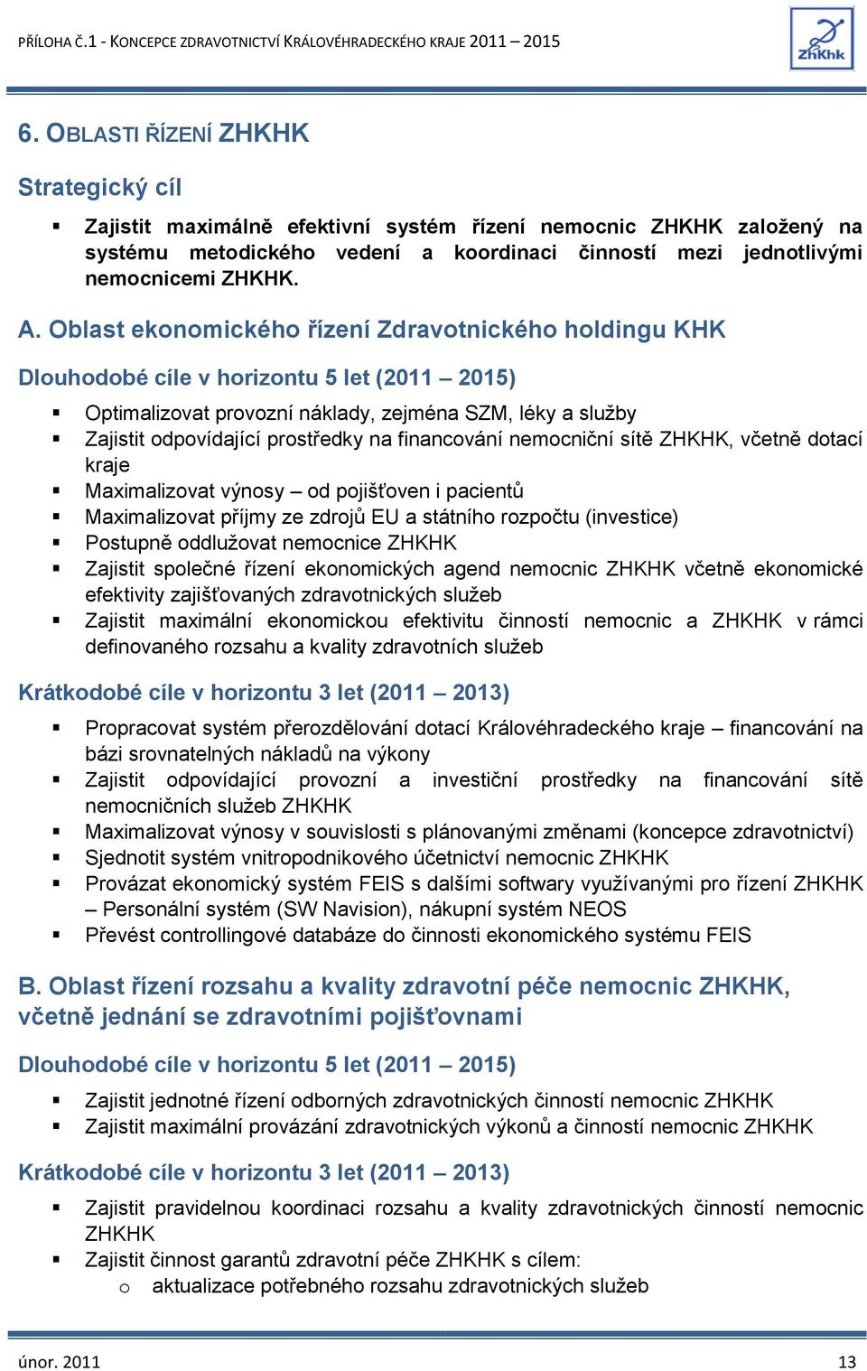 kraje Maximalizovat výnosy od pojišťoven i pacientů Maximalizovat příjmy ze zdrojů EU a státního rozpočtu (investice) Postupně oddlužovat nemocnice ZHKHK Zajistit společné řízení ekonomických agend