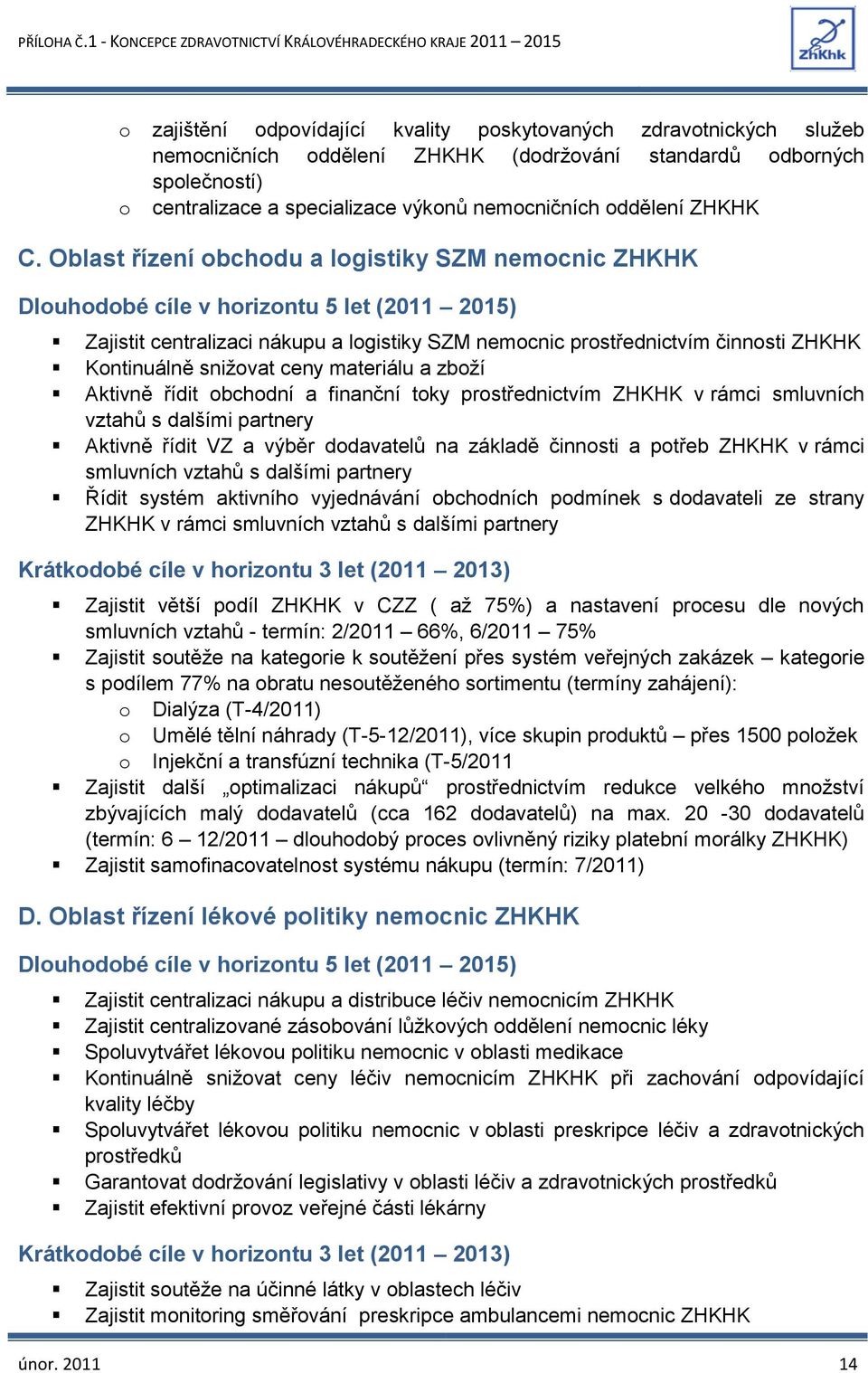 Oblast řízení obchodu a logistiky SZM nemocnic ZHKHK Zajistit centralizaci nákupu a logistiky SZM nemocnic prostřednictvím činnosti ZHKHK Kontinuálně snižovat ceny materiálu a zboží Aktivně řídit