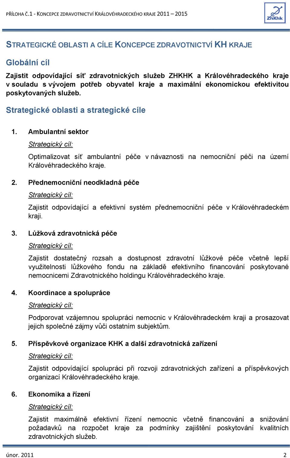 Ambulantní sektor Strategický cíl: Optimalizovat síť ambulantní péče v návaznosti na nemocniční péči na území Královéhradeckého kraje. 2.