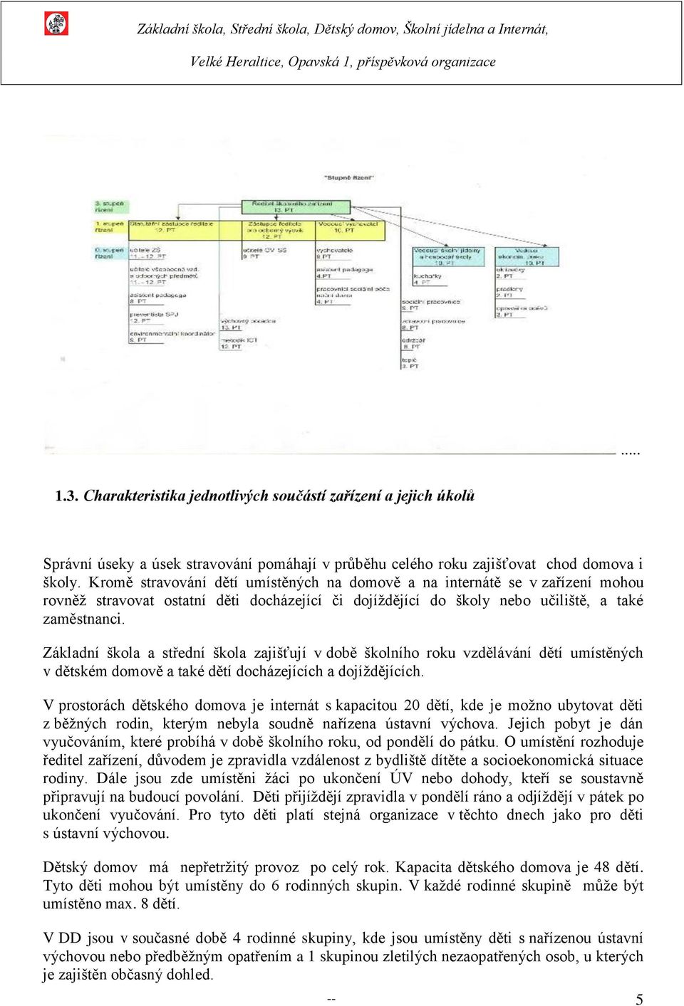 Základní škola a střední škola zajišťují v době školního roku vzdělávání dětí umístěných v dětském domově a také dětí docházejících a dojíždějících.