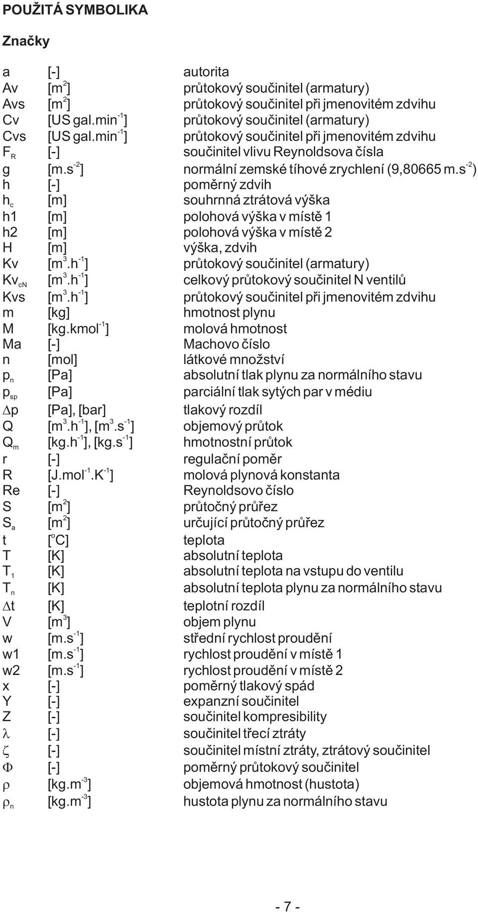 s ] normální zemské tíhové zrychlení (9,80665 m.s ) h [-] poměrný zdvih h c [m] souhrnná ztrátová výška h1 [m] polohová výška v místě 1 h2 [m] polohová výška v místě 2 H [m] výška, zdvih Kv 3-1 [m.