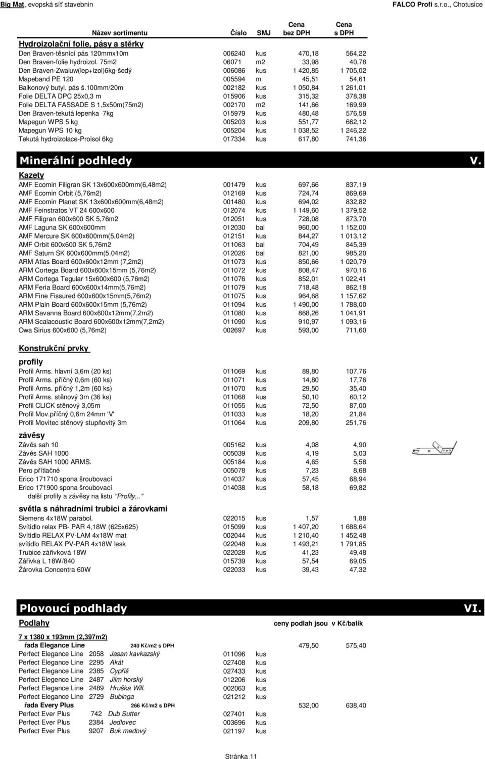 100mm/20m 002182 kus 1 050,84 1 261,01 Folie DELTA DPC 25x0,3 m 015906 kus 315,32 378,38 Folie DELTA FASSADE S 1,5x50m(75m2) 002170 m2 141,66 169,99 Den Braven-tekutá lepenka 7kg 015979 kus 480,48