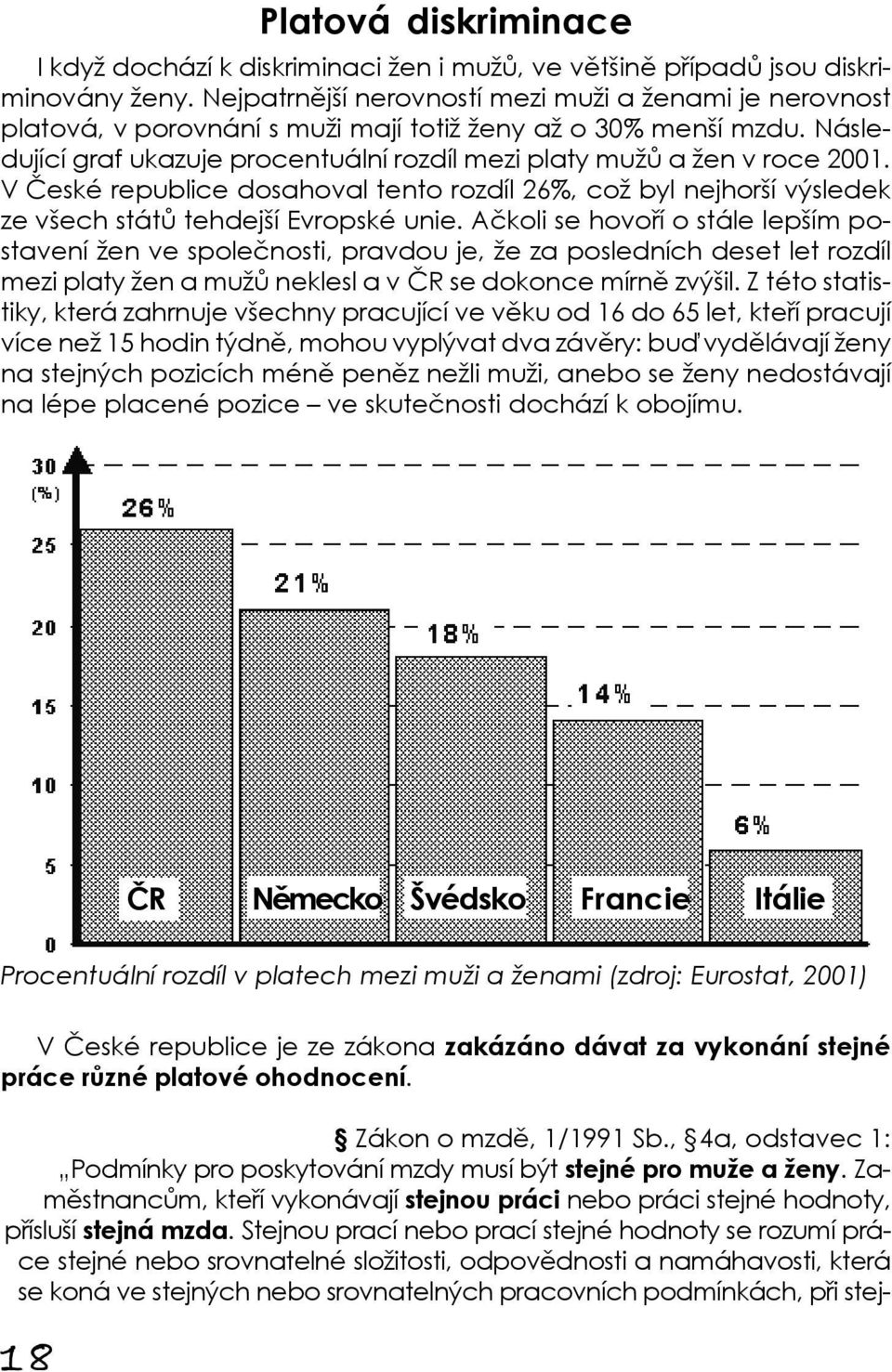 V České republice dosahoval tento rozdíl 26%, což byl nejhorší výsledek ze všech států tehdejší Evropské unie.