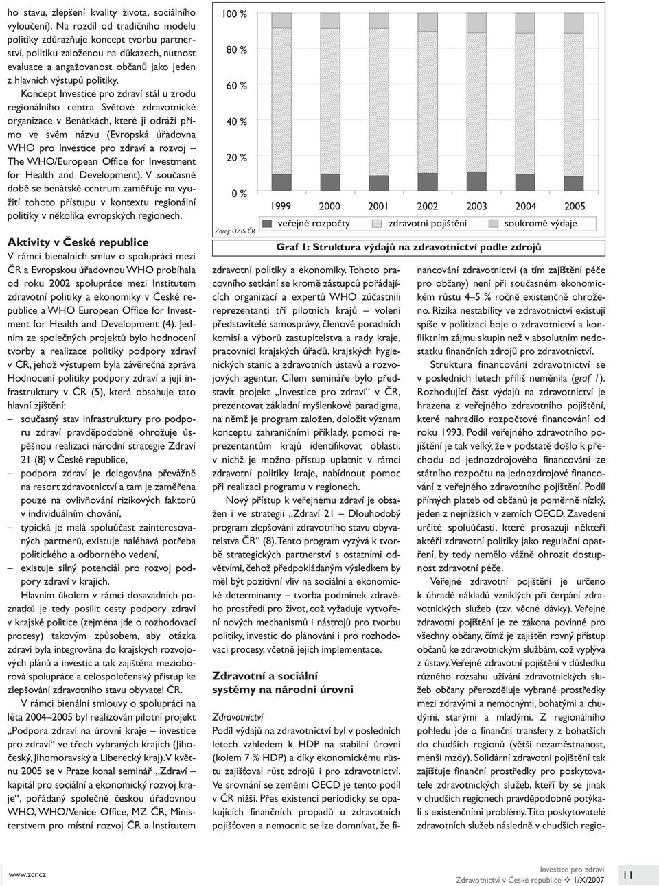 Koncept Investice pro zdraví stál u zrodu regionálního centra Světové zdravotnické organizace v Benátkách, které ji odráží přímo ve svém názvu (Evropská úřadovna WHO pro Investice pro zdraví a rozvoj