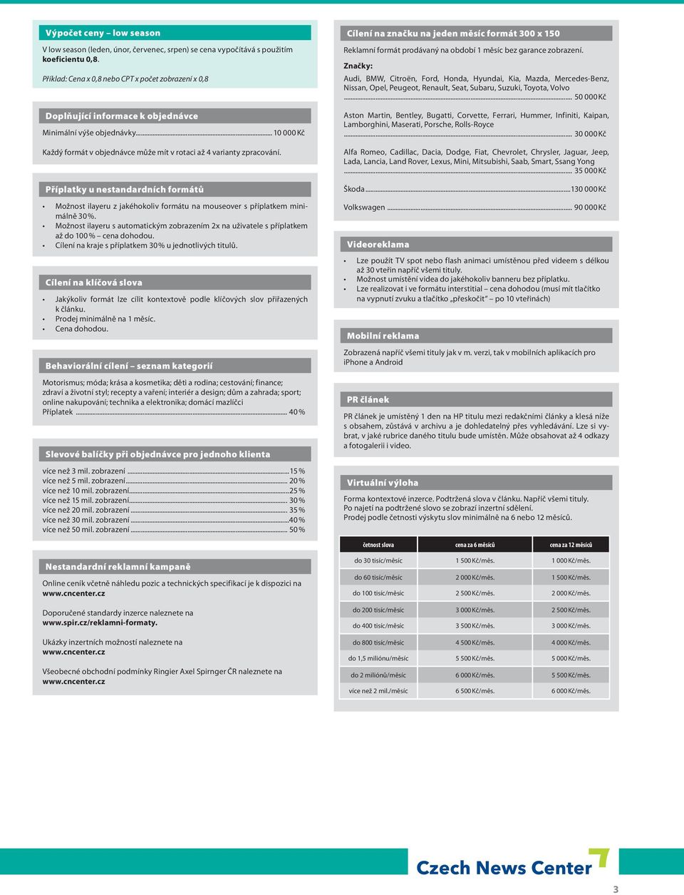 Příplatky u nestandardních formátů Možnost ilayeru z jakéhokoliv formátu na mouseover s příplatkem minimálně 30 %.