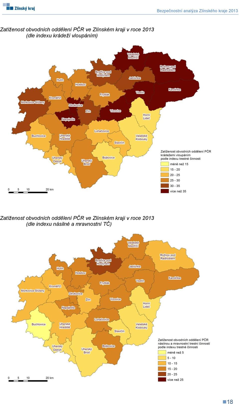 kraji v roce 2013 (dle indexu násilné a