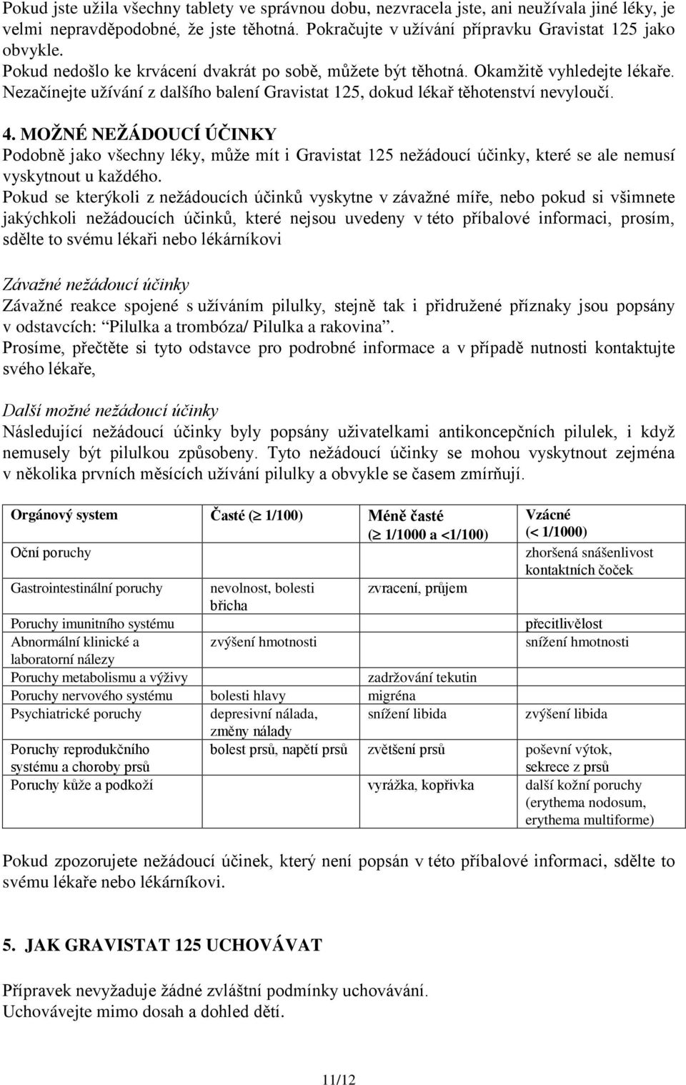 MOŽNÉ NEŽÁDOUCÍ ÚČINKY Podobně jako všechny léky, může mít i Gravistat 125 nežádoucí účinky, které se ale nemusí vyskytnout u každého.