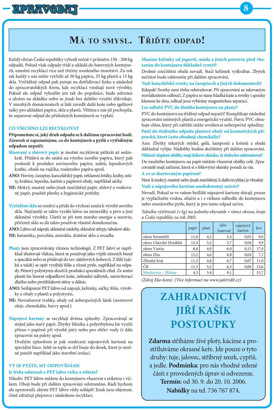 Vytříděný odpad pak putuje na dotřiďovací linku a následně do zpracovatelských firem, kde recyklací vznikají nové výrobky.