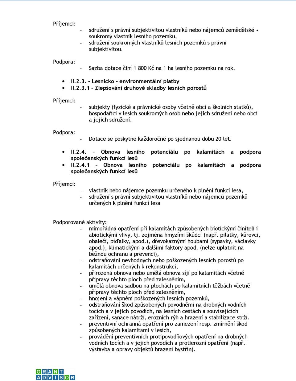 Lesnicko environmentální platby II.2.3.