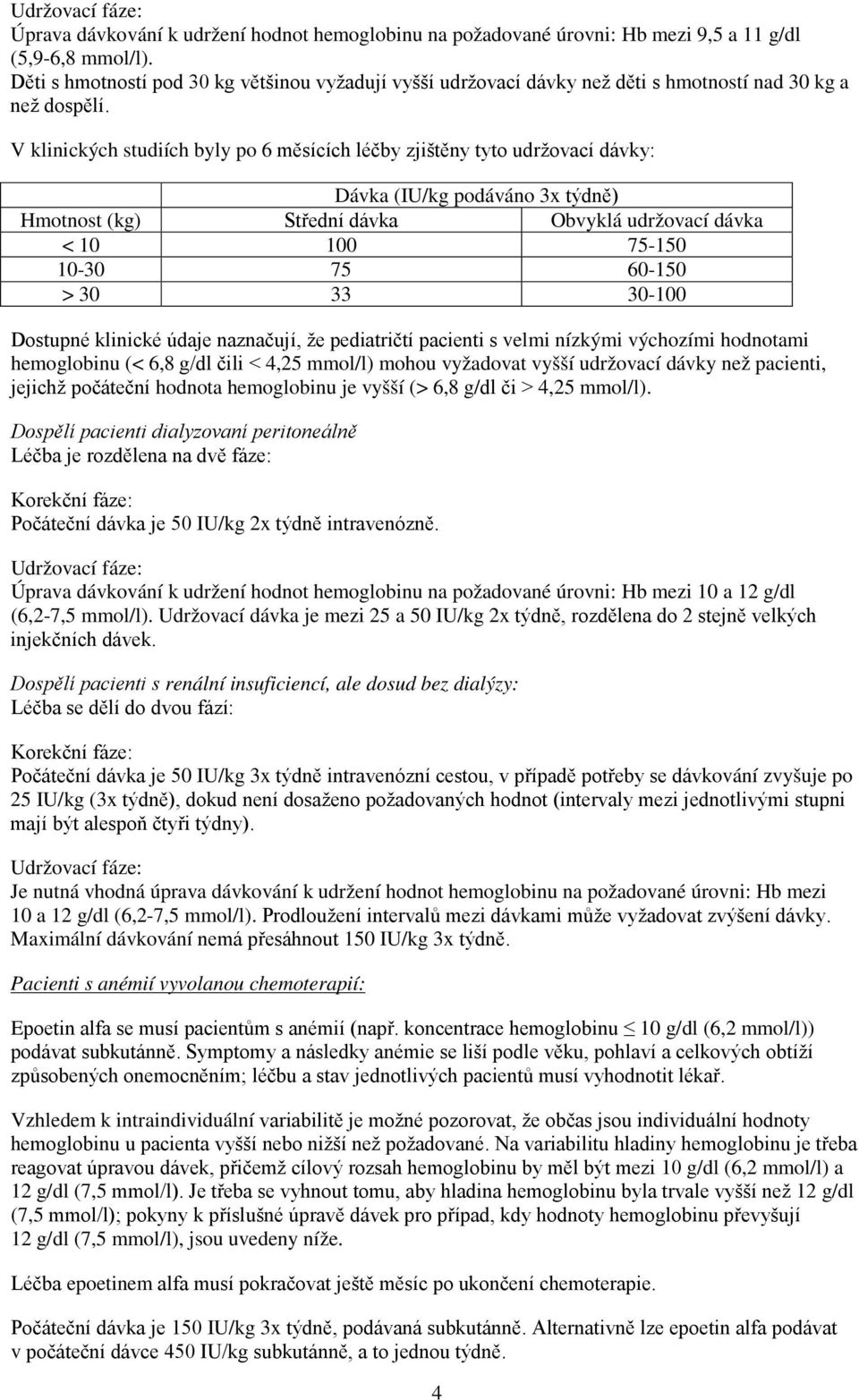 V klinických studiích byly po 6 měsících léčby zjištěny tyto udržovací dávky: Dávka (IU/kg podáváno 3x týdně) Hmotnost (kg) Střední dávka Obvyklá udržovací dávka < 10 100 75-150 10-30 75 60-150 > 30