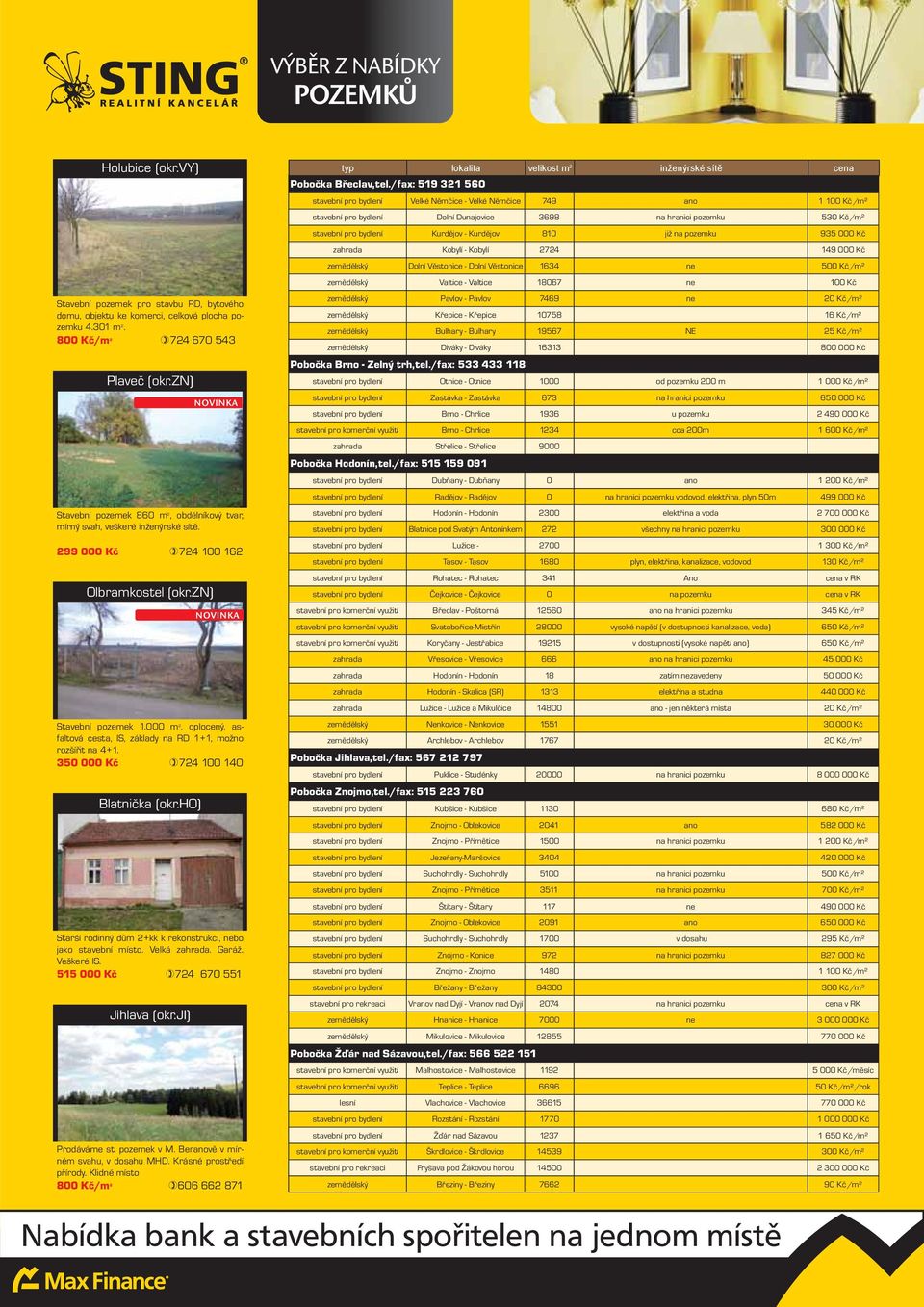 000 m 2, oplocený, asfaltová cesta, IS, základy na RD 1+1, možno rozšířit na 4+1. 350 000 Kč 724 100 140 Blatnička (okr.ho) Starší rodinný dům 2+kk k rekonstrukci, nebo jako stavební místo.