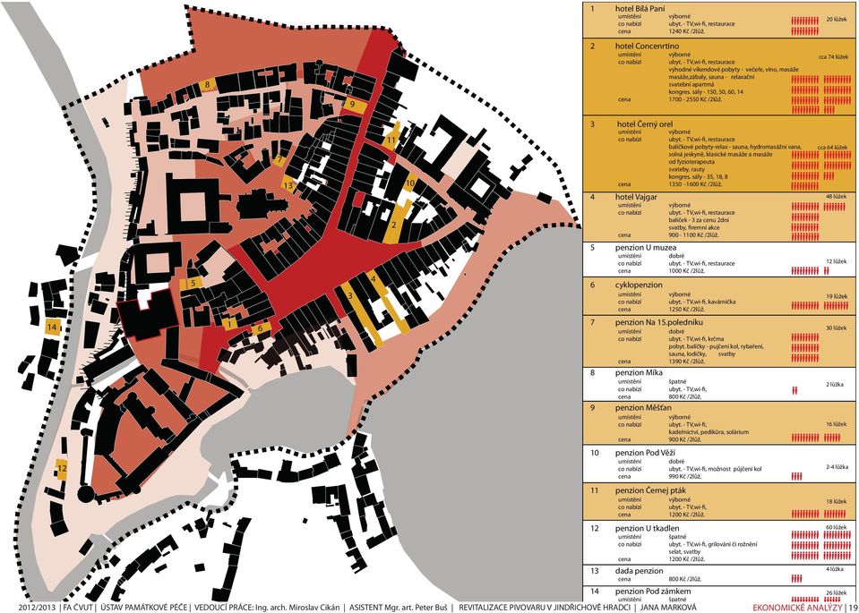 cca 74 lůžek 14 12 5 1 6 7 13 3 4 11 2 10 3 hotel Černý orel umístění výborné co nabízí ubyt.