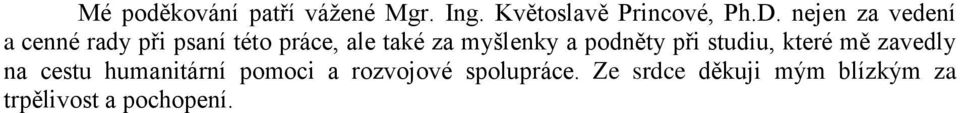 myšlenky a podněty při studiu, které mě zavedly na cestu humanitární