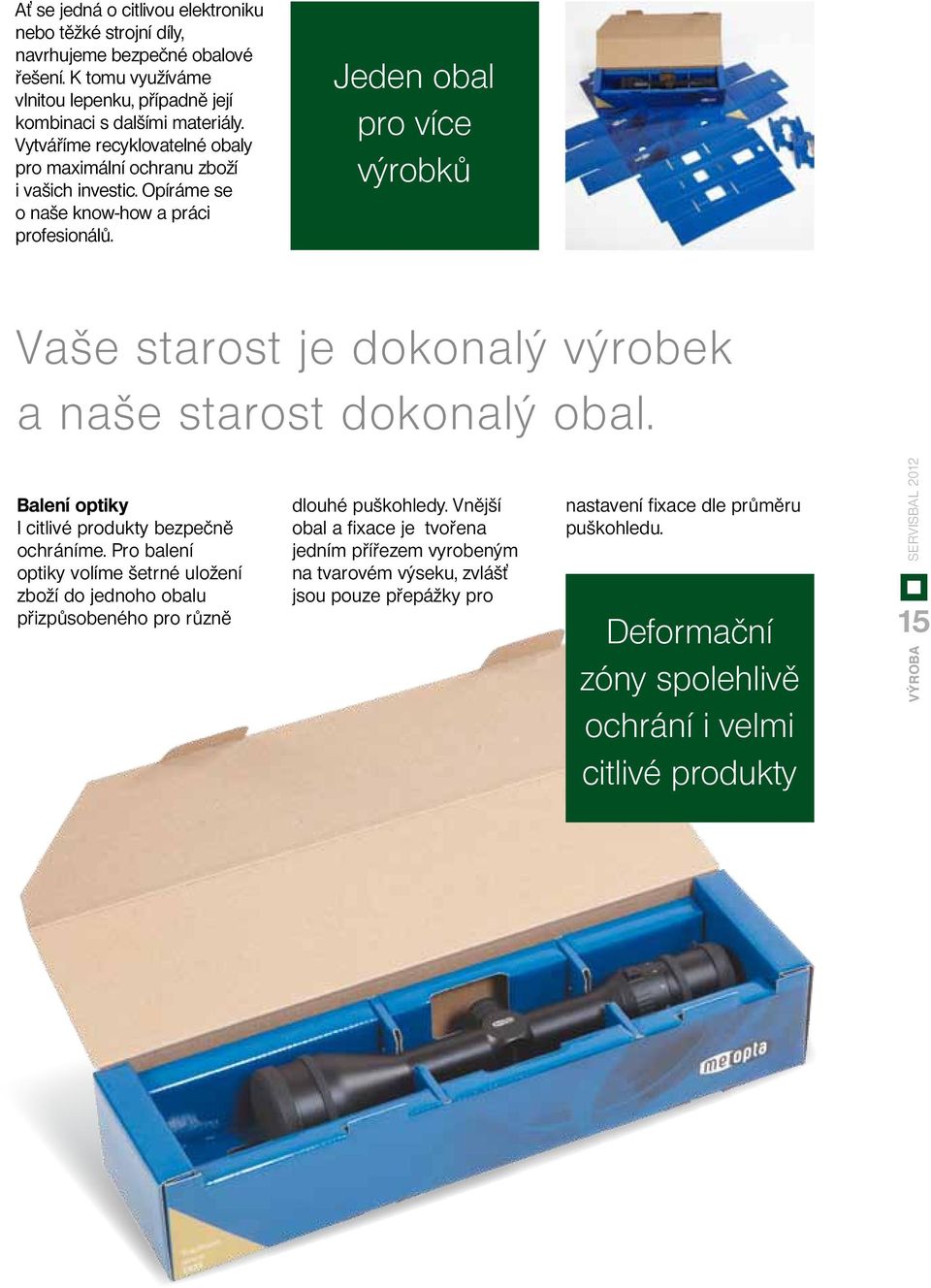 Jeden obal pro více výrobků Vaše starost je dokonalý výrobek a naše starost dokonalý obal. Balení optiky I citlivé produkty bezpečně ochráníme.