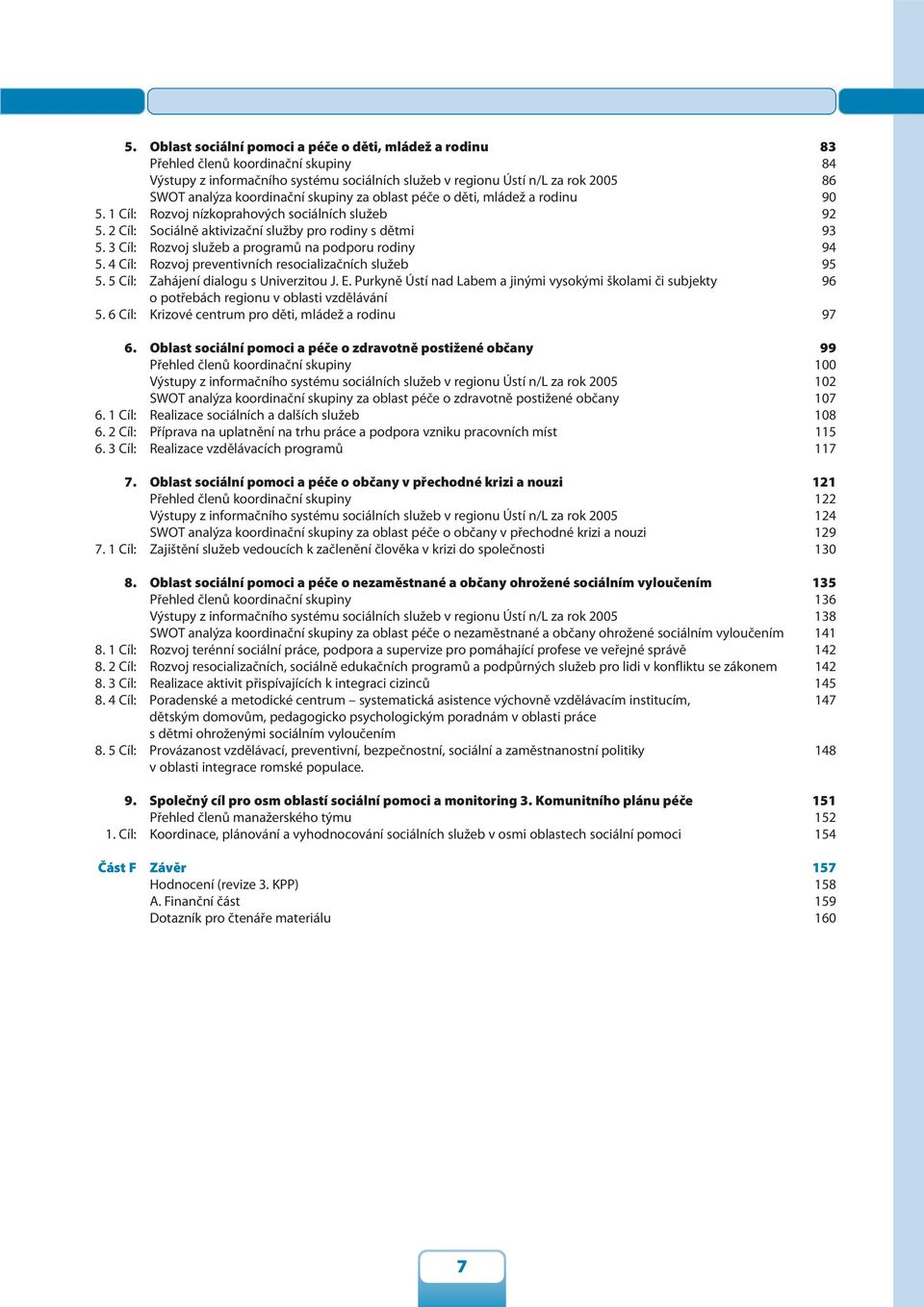 3 Cíl: Rozvoj služeb a programů na podporu rodiny 94 5. 4 Cíl: Rozvoj preventivních resocializačních služeb 95 5. 5 Cíl: Zahájení dialogu s Univerzitou J. E.