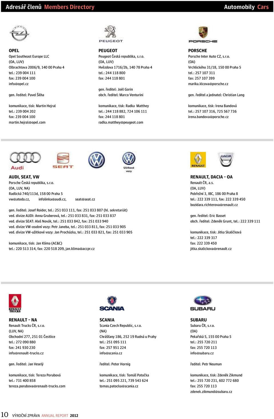 ředitel: Marco Venturini PORSCHE Porsche Inter Auto CZ, s.r.o. (OA) Vrchlického 31/18, 150 00 Praha 5 tel.: 257 107 311 fax: 257 107 399 marika.klcova@porsche.cz gen.