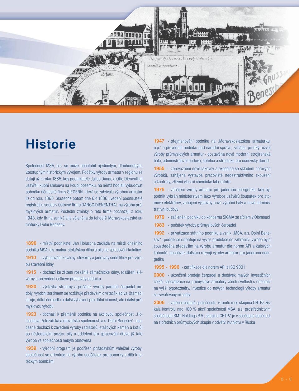 SIEGENN, která se zabývala výrobou armatur již od roku 1865. Skutečně potom dne 6.4.1886 uvedení podnikatelé registrují u soudu v Ostravě firmu DANGO-DIENENTHAL na výrobu průmyslových armatur.