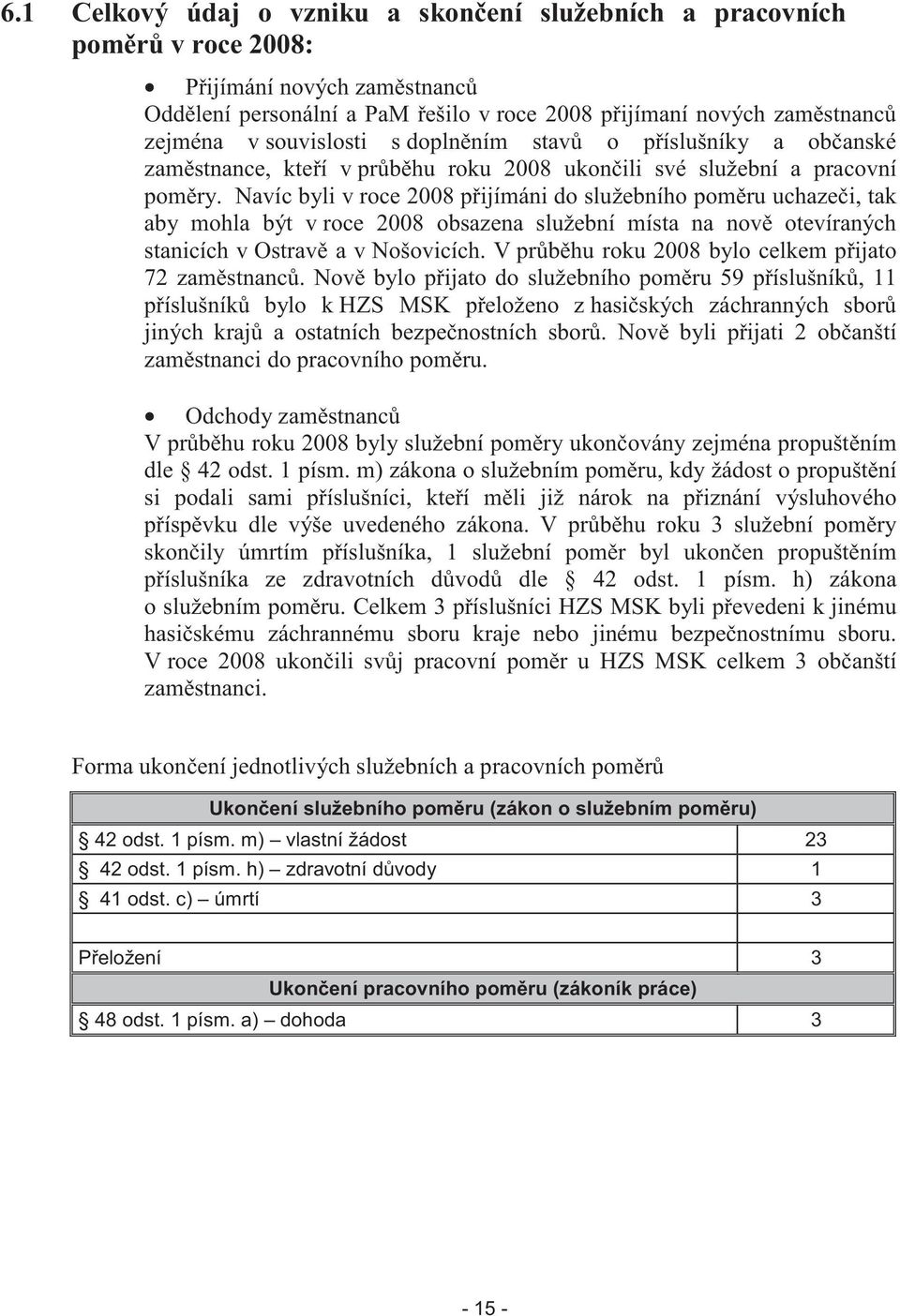 Navíc byli v roce 2008 p ijímáni do služebního pom ru uchaze i, tak aby mohla být v roce 2008 obsazena služební místa na nov otevíraných stanicích v Ostrav a v Nošovicích.