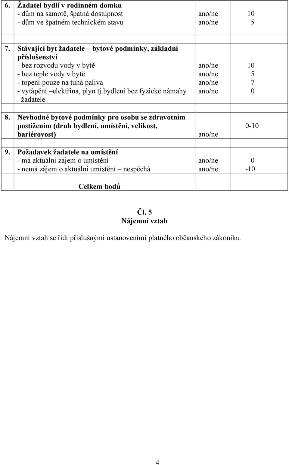 plyn tj.bydlení bez fyzické námahy žadatele 8. Nevhodné bytové podmínky pro osobu se zdravotním postižením (druh bydlení, umístění, velikost, bariérovost) 9.