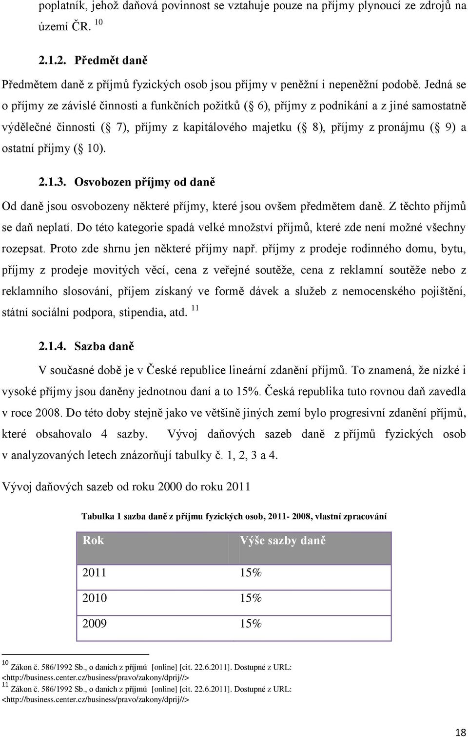 příjmy ( 10). 2.1.3. Osvobozen příjmy od daně Od daně jsou osvobozeny některé příjmy, které jsou ovšem předmětem daně. Z těchto příjmů se daň neplatí.