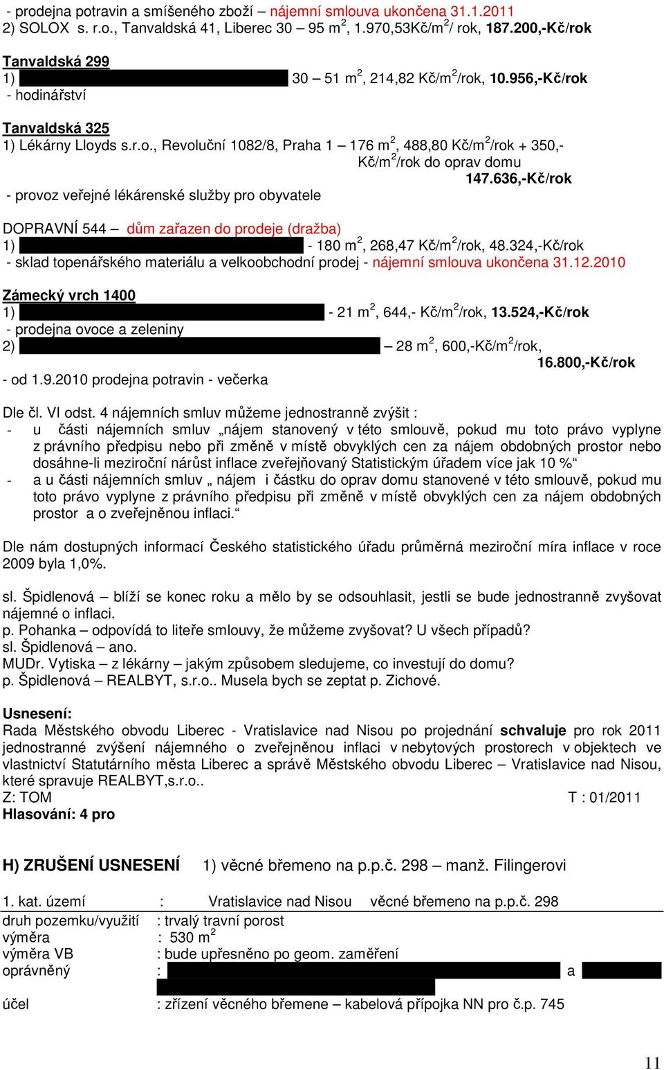 636,-Kč/rok - provoz veřejné lékárenské služby pro obyvatele DOPRAVNÍ 544 dům zařazen do prodeje (dražba) 1) Ladislav Hůza, Svornosti 920/70, Liberec 30-180 m 2, 268,47 Kč/m 2 /rok, 48.