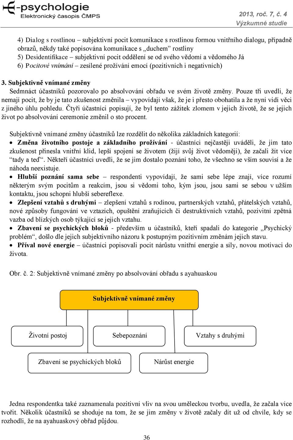 Subjektivně vnímané změny Sedmnáct účastníků pozorovalo po absolvování obřadu ve svém životě změny.