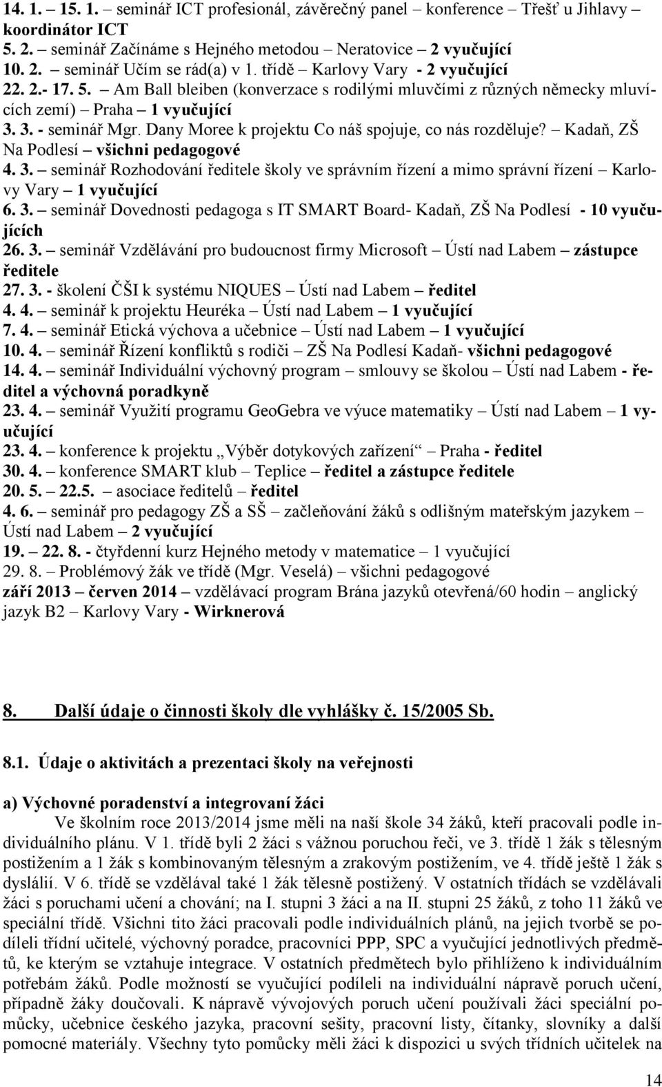 Dany Moree k projektu Co náš spojuje, co nás rozděluje? Kadaň, ZŠ Na Podlesí všichni pedagogové 4. 3.