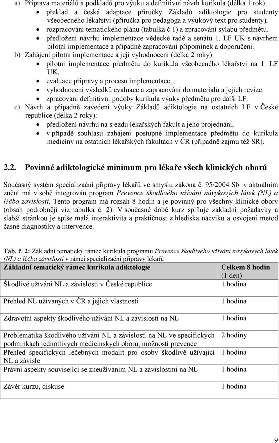 LF UK s návrhem pilotní implementace a případné zapracování připomínek a doporučení.